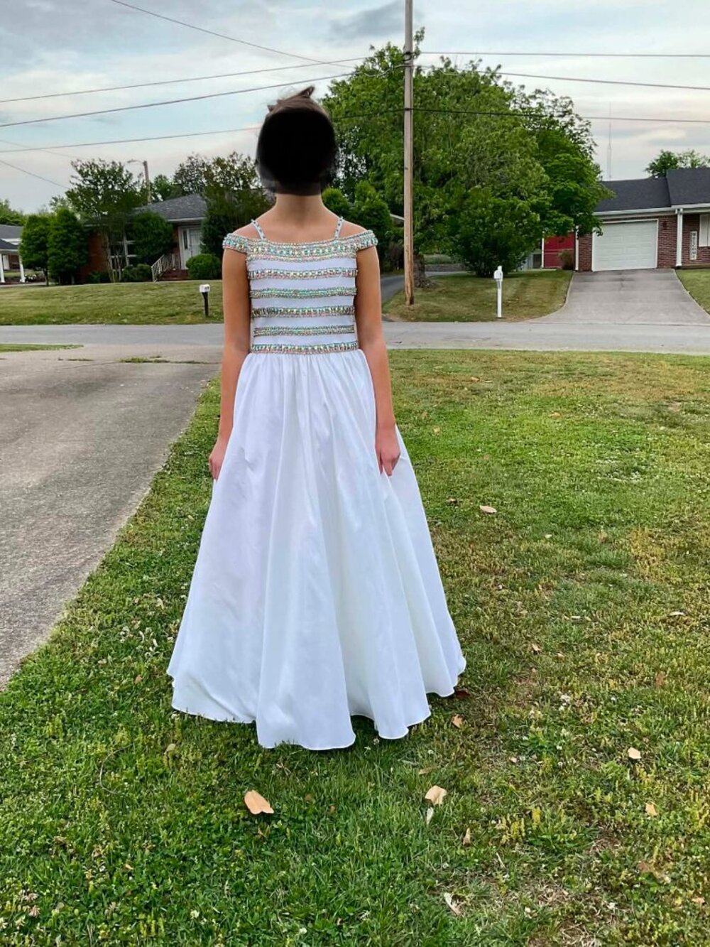 Little Rosie white pageant dress little girl size 12
